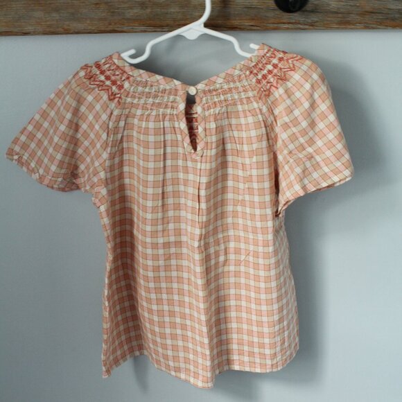 Old Navy Size S 6/7 Pink/Tan Blouse Flutter Style - Picture 3 of 3